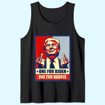 Discover Trump Middle Finger Biden Harris Republican American Flag Tank Top