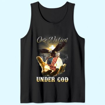 Discover Eagle USA Christian Patriot One Nation Under God Tank Top