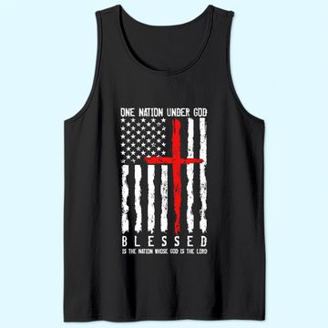 Discover Patriotic Christian TTank Top "Blessed" One Nation Under God