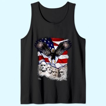 Discover 4th Of July American Bald Eagle Mount Rushmore 'Merica Flag Tank Top
