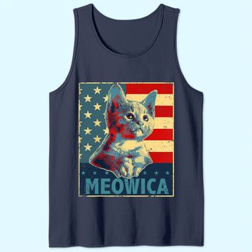 Discover Meowica Cat Patriotic American Flag Tank Top