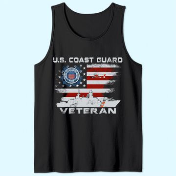 Discover US Coast Guard Veteran Tank Top Vintage Veteran Flag Tees Tank Top