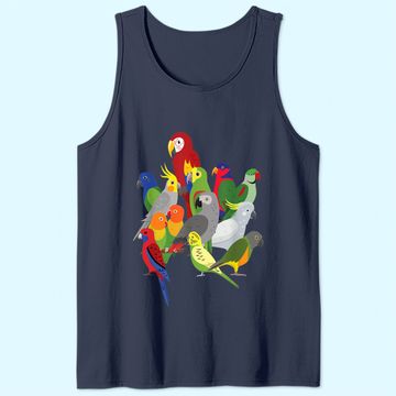 Discover Parrot Flock - Macaw, Cockatoo, African Grey, & Budgie Tank Top