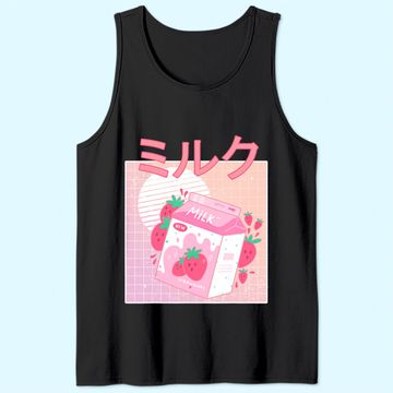 Discover Japanese Kawaii Strawberry Milk Shake Carton Tank Top