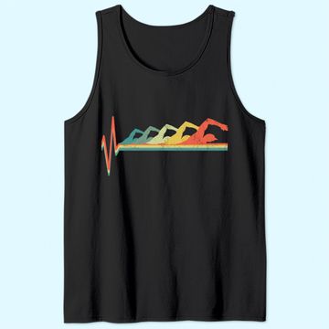 Discover Swimming Swimmer Heartbeat Retro Tank Top