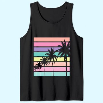 Discover Pastel Tank Top Palm Tree Vacation Beach