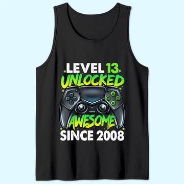 Discover Level 13 Unlocked Awesome Since 2008 13th Birthday Gaming Tank Top