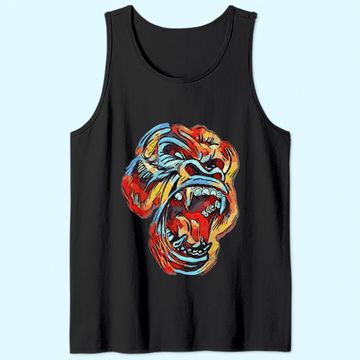 Discover Colorful Silverback Gorilla Image Gorillas Picture Ape Tank Top