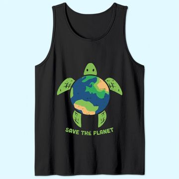 Discover Save The Planet Earth Day Environment Turtle Recycle Ocean Tank Top
