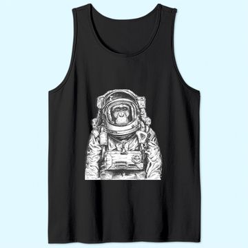 Discover Astronaut Monkey Chimpanzee Cosmonaut Astronomy Tank Top