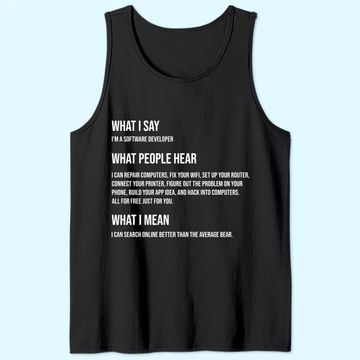 Discover I'm a Software Developer What I Say What I Mean Tank Top