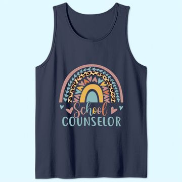 Discover School Counselor Rainbow Leopard Print Tank Top