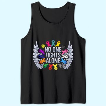 Discover No One Fights Alone Multicolor Ribbon For Cancer Awareness Tank Top