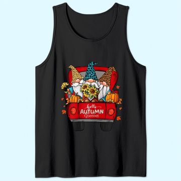 Discover Hello Autumn Truck Gnomes Pumpkin Fall Leaves Thanksgiving Tank Top