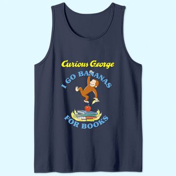 Discover Curious George I Go Bananas For Books Book Stack Tank Top