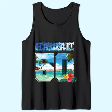 Discover Hawaii 50th State Hawaii Hibiscus 50 Tank Top