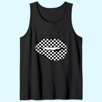 Discover Checkered Black White Lip Gift Checkerboard Women Tank Top