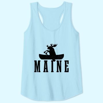 Discover Maine Moose Canoe Kayak Canoeing Tank Top