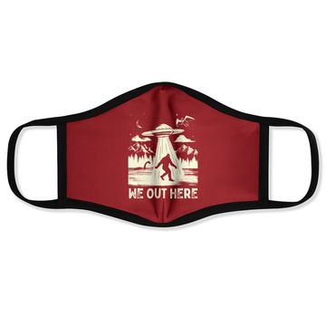 Discover We Out Here Bigfoot Mothman Cryptid Ufo Abduction Face Mask