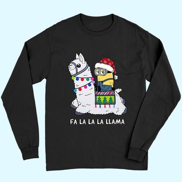 Discover Santa Minion Riding Fa La La La La Llama Christmas Long Sleeves