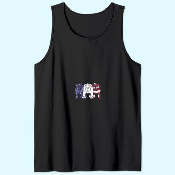 Discover Unique English Bulldog Dog American Flag Tank Top