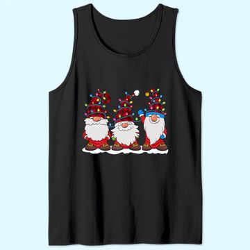 Discover Three Gnomes Red Plaid Hat Gnome Christmas Tree Lights Tank Top