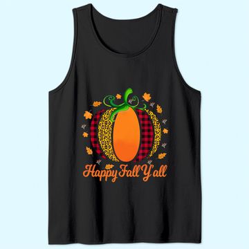 Discover Happy Fall Y'all Pumpkin Leopard Cute Autumn Tank Top