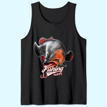 Discover Fishing Make Me Happy Catfish Red Tank Top