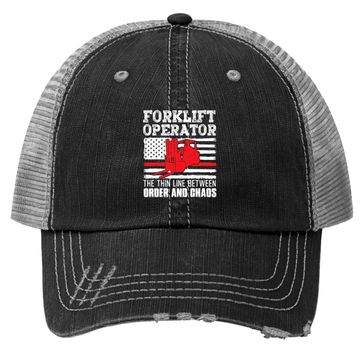 Discover Forklift Operator The Thin Line American Flag Trucker Hat