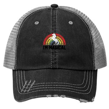 Discover I'm Magical Rainbow Unicorn Tri Blend Trucker Hat Heather Grey