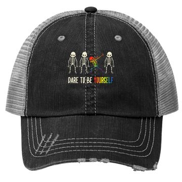 Discover Dare To Be Yourself Trucker Hat | Cute Lgbt Pride Trucker Hat Gift