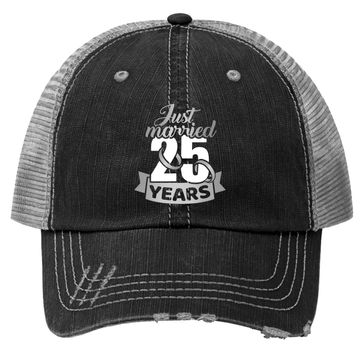 Discover Just Married 25 Years 25th Wedding Anniversary Trucker Hat