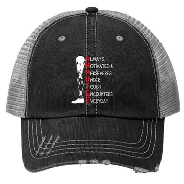 Discover Always Motivated And Perseveres - Amputee Trucker Hat