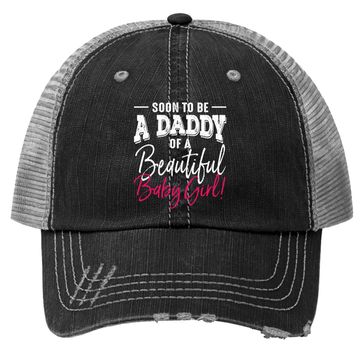 Discover Soon To Be A Daddy Baby Girl Expecting Father Gift Trucker Hat