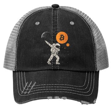 Discover Bitcoin To The Moon Dabbing Astronaut Funny Hodl Btc Crypto Trucker Hat
