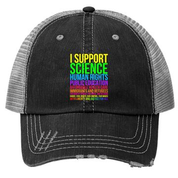 Discover Science Human Rights Education Health Care Freedom Message Trucker Hat