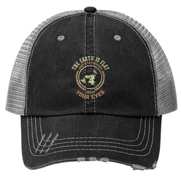 Discover Flat Earth And Stationary Vintage Conspiracy Trucker Hat