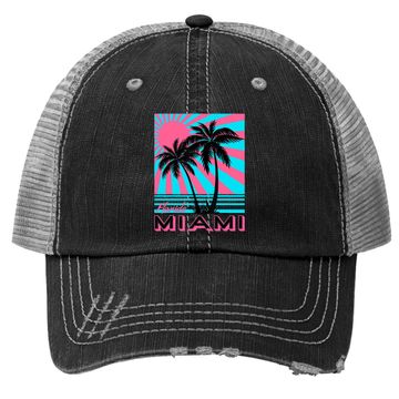 Discover Miami Trucker Hat Florida Palm Trees