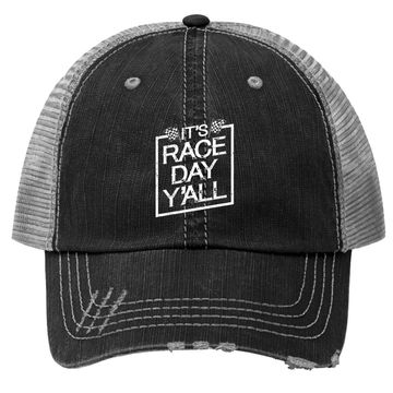 Discover It's Race Day Y'all Dirt Track Racing Checkered Flag Trucker Hat