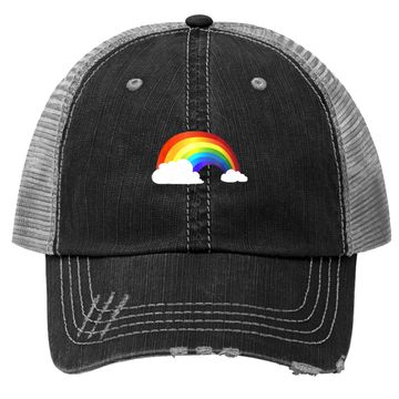 Discover Rainbow Trucker Hat - Shiny Rainbow In The Clouds