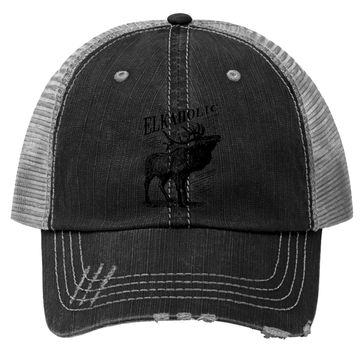 Discover Funny Elk Hunting Trucker Hat Elkaholic For Hunters Trucker Hat