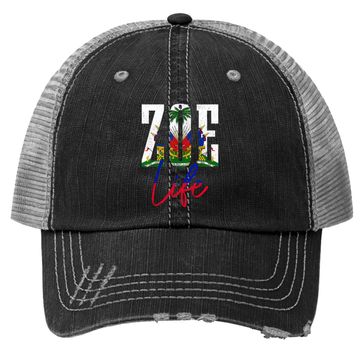 Discover Haiti Flag Zoe Haitian Life Pride Trucker Hat