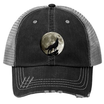 Discover Howling Wolf Midnight Full Moon Wildlife Nature Animal Trucker Hat