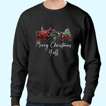 Discover Merry Christmas Y'all Tractor Farmer Sweatshirts