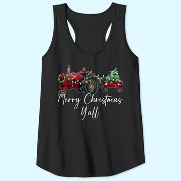 Discover Merry Christmas Y'all Tractor Farmer Tank Tops