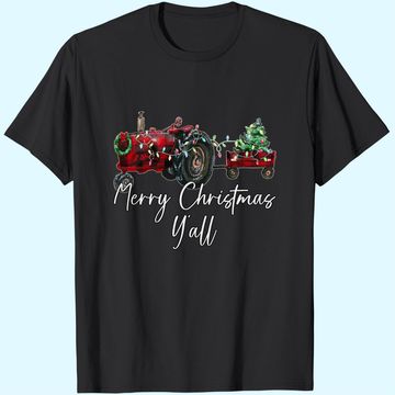 Discover Merry Christmas Y'all Tractor Farmer T-Shirts