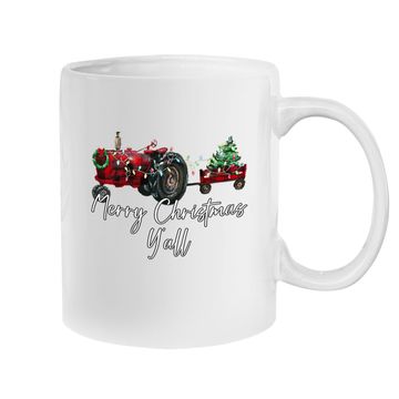 Discover Merry Christmas Y'all Tractor Farmer Mugs