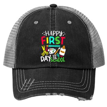 Discover Happy First Day Of School Teacher Back To School Student Trucker Hat