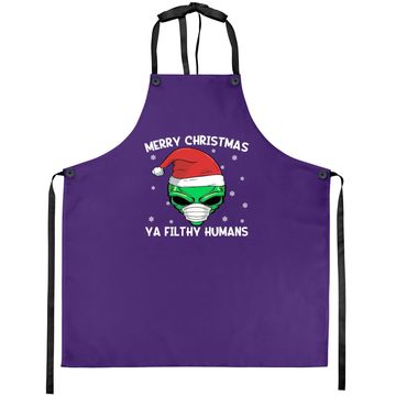 Discover Merry Christmas Ya Filthy Humans Aprons