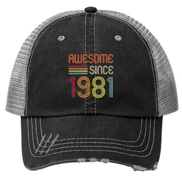 Discover Awesome Since 1981 40th Birthday Retro Trucker Hat